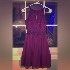 Plum Purple Fit & Flare Homecoming Dress